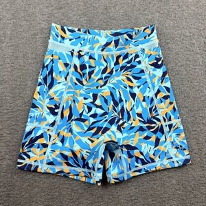 OFFLINE by Aerie Women's XS Blue Tropical Leaf Print High Waisted Bike Shorts 4"
